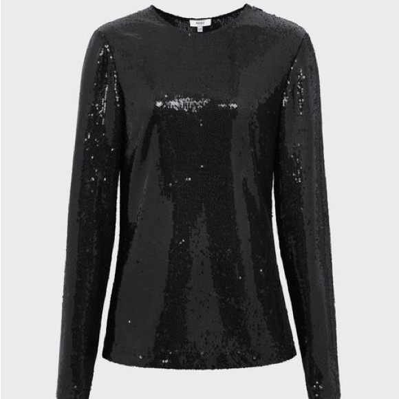 Reiss Julianne Black Sequin Top - Picture 2 of 11